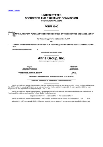 Thumbnail Altria Group 10-Q Quarterly Report FY 