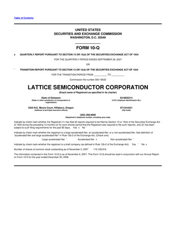 Vorschaubild Lattice Semiconductor 10-Q Quartalsbericht  