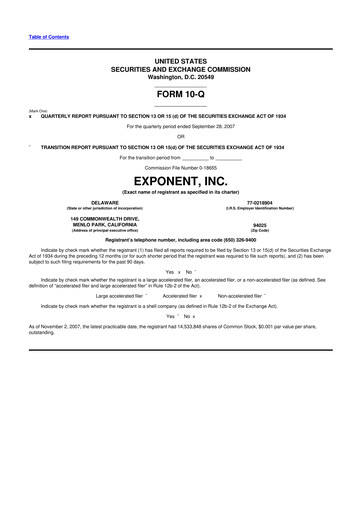 Thumbnail Exponent
 10-Q Quarterly Report FY 