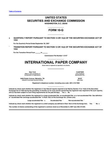 Vorschaubild International Paper
 10-Q Quartalsbericht  