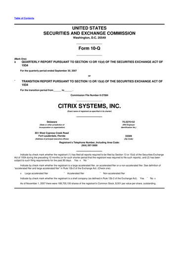 Miniature Citrix Systems 10-Q Rapport trimestriel  