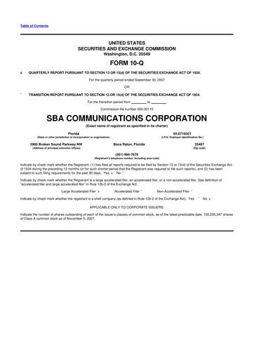 Miniature SBA Communications 10-Q Rapport trimestriel  