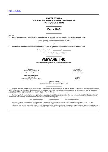 Miniature Vmware 10-Q Rapport trimestriel  
