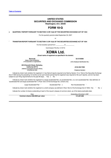 Thumbnail XOMA Royalty 10-Q Quarterly Report FY 