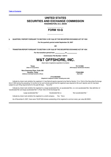 Thumbnail W&T Offshore 10-Q Quarterly Report FY 