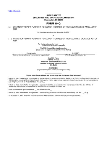 Thumbnail PNC Financial Services 10-Q Quarterly Report FY 