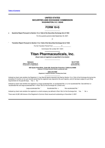 Thumbnail Titan Pharmaceuticals
 10-Q Quarterly Report FY 