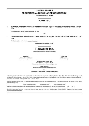 Thumbnail Tidewater 10-Q Quarterly Report FY 