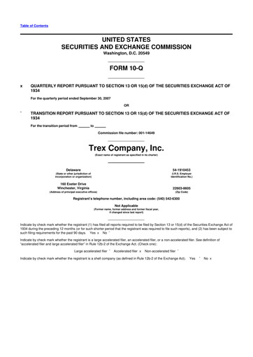 Vorschaubild Trex 10-Q Quartalsbericht  