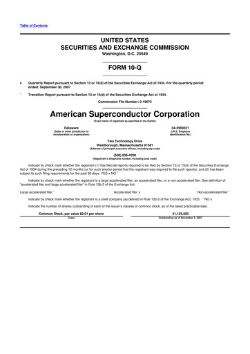 Vorschaubild American Superconductor Corporation 10-Q Quartalsbericht  