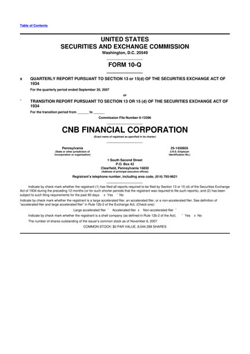 Thumbnail CNB Financial Corp 10-Q Quarterly Report FY 