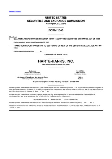 Miniature Harte Hanks 10-Q Rapport trimestriel  