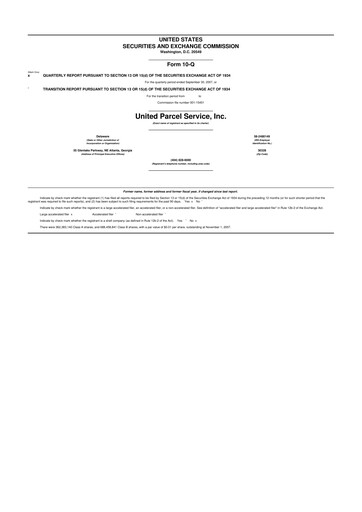 Miniature United Parcel Service 10-Q Rapport trimestriel  