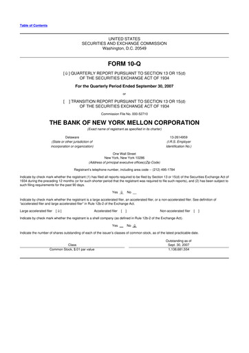 Vorschaubild BNY Mellon (Bank of New York Mellon) 10-Q Quartalsbericht  