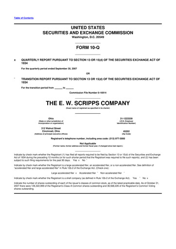 Thumbnail E. W. Scripps Company
 10-Q Quarterly Report FY 