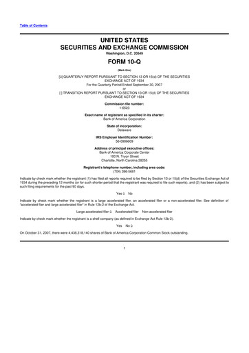Vorschaubild Bank of America  10-Q Quartalsbericht  