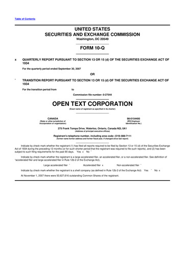 Thumbnail OpenText 10-Q Quarterly Report FY 