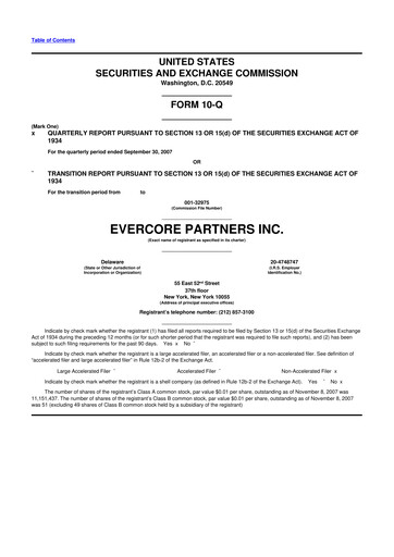 Miniature Evercore 10-Q Rapport trimestriel  