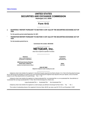 Miniature NETGEAR 10-Q Rapport trimestriel  