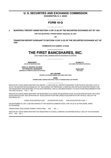 Thumbnail The First Bancshares 10-Q Quarterly Report FY 