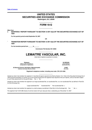 Thumbnail LeMaitre Vascular 10-Q Quarterly Report FY 