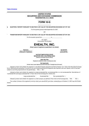 Thumbnail eHealth 10-Q Quarterly Report FY 