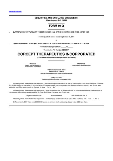 Thumbnail Corcept Therapeutics
 10-Q Quarterly Report FY 