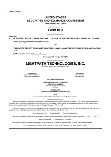 Vorschaubild LightPath Technologies 10-Q Quartalsbericht  
