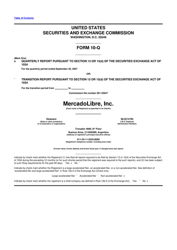 Vorschaubild MercadoLibre 10-Q Quartalsbericht  