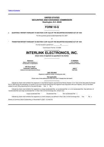 Thumbnail Interlink Electronics 10-Q Quarterly Report FY 