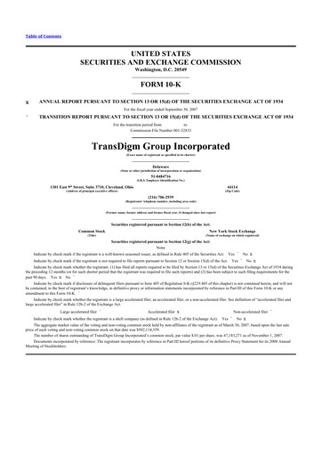 Thumbnail TransDigm Group 10-K Annual Report 