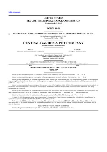 Miniature Central Garden & Pet 10-K Rapport annuel 