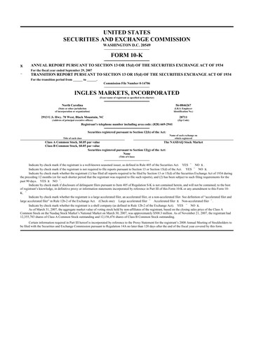 Thumbnail Ingles Markets 10-K Annual Report 