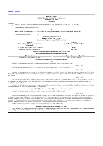 Thumbnail Franklin Resources 10-K Annual Report 