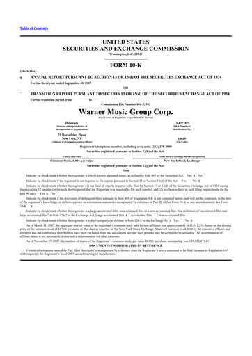 Thumbnail Warner Music Group
 10-K Annual Report 