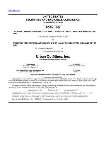 Thumbnail Urban Outfitters
 10-Q Quarterly Report FY 