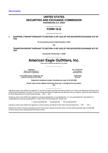 Thumbnail American Eagle Outfitters
 10-Q Quarterly Report FY 