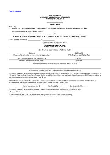 Thumbnail Williams-Sonoma 10-Q Quarterly Report FY 