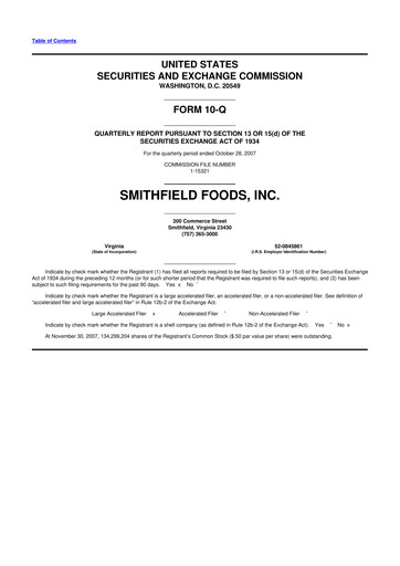 Thumbnail Smithfield Foods 10-Q Quarterly Report FY 