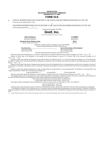 Thumbnail Greif 10-K Annual Report 