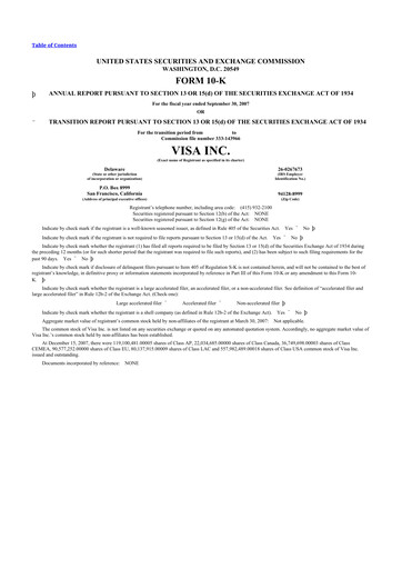 Thumbnail Visa 10-K Annual Report 