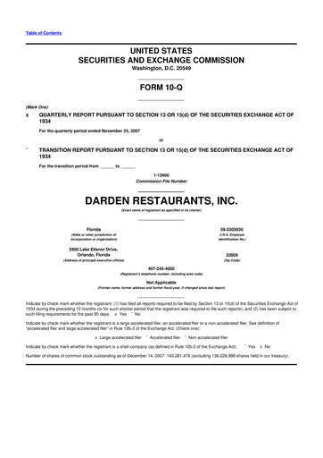 Vorschaubild Darden Restaurants
 10-Q Quartalsbericht  