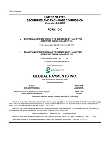 Thumbnail Global Payments 10-Q Quarterly Report FY 