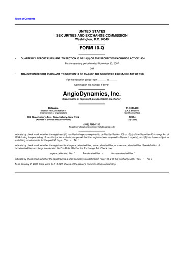 Thumbnail AngioDynamics 10-Q Quarterly Report FY 