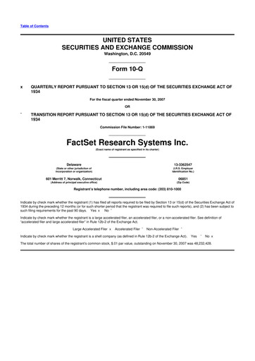 Thumbnail FactSet 10-Q Quarterly Report FY 