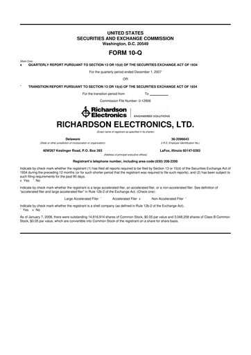 Miniature Richardson Electronics 10-Q Rapport trimestriel  