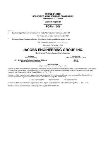 Miniature Jacobs Engineering 10-Q Rapport trimestriel  