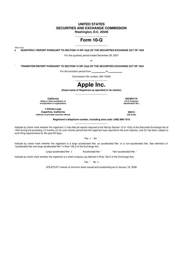 Miniature Apple 10-Q Rapport trimestriel  