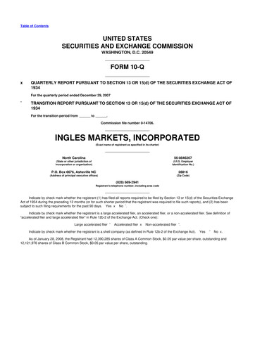 Thumbnail Ingles Markets 10-Q Quarterly Report FY 