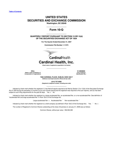 Thumbnail Cardinal Health 10-Q Quarterly Report FY 